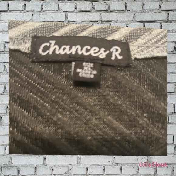 Chances R Top Women  XL Pullover Grey White Herringbone - Picture 5 of 6